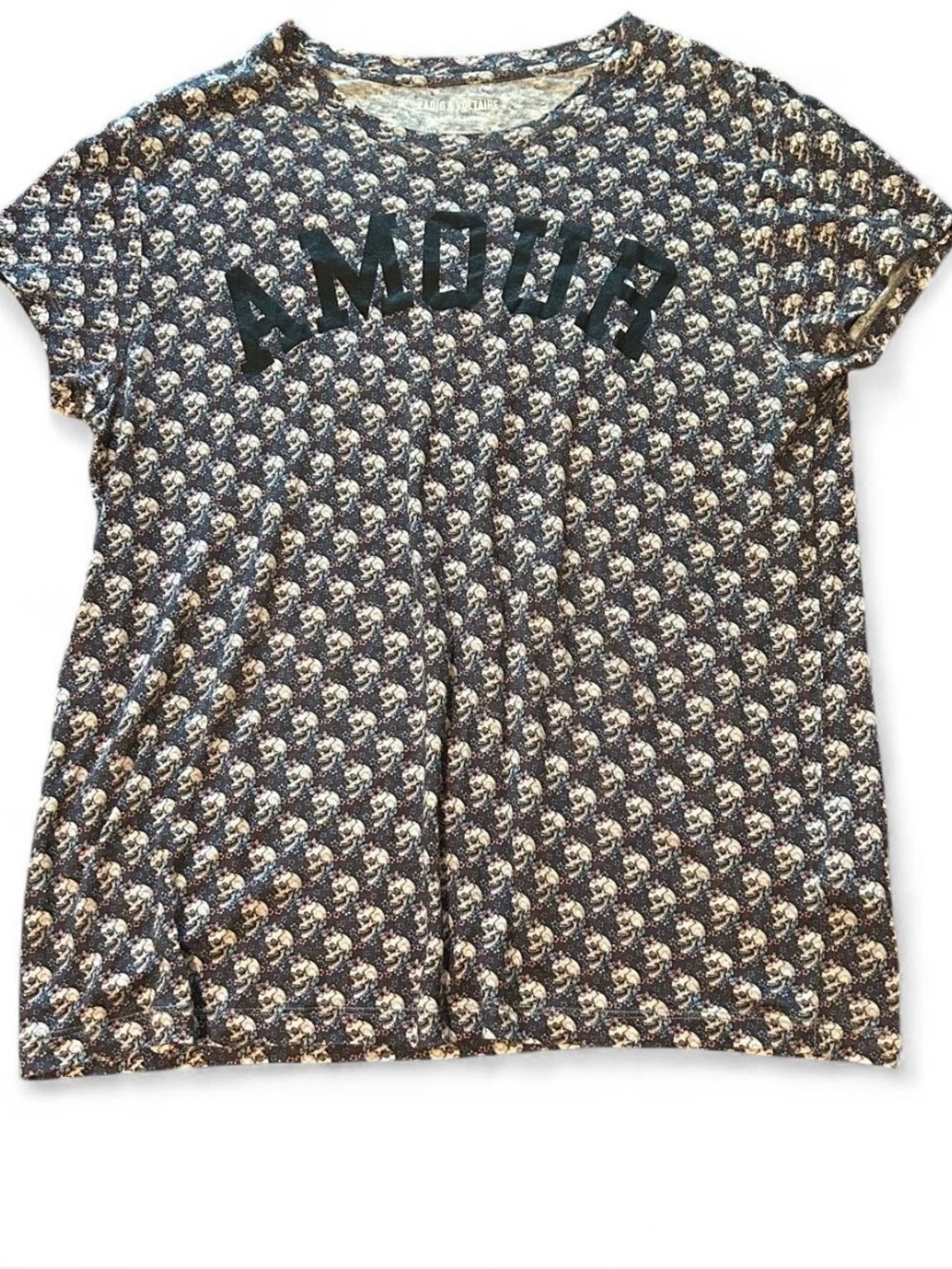 zadig & voltaire walk ao liberty skull pattern amour t-shirt